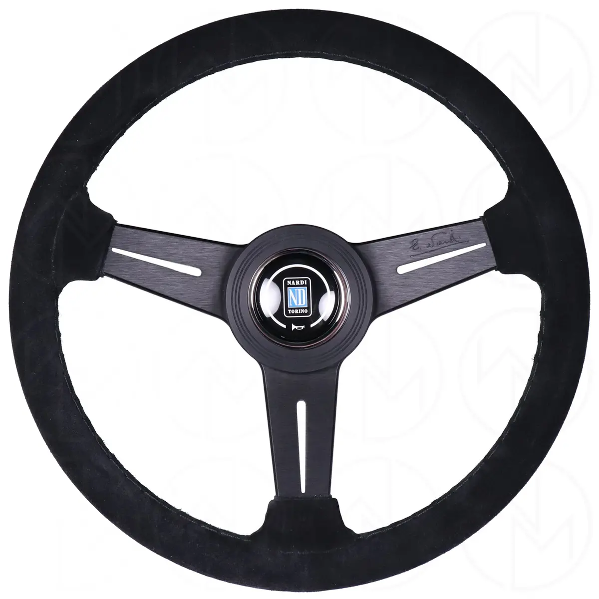 Nardi Classic Steering Wheel - 340Mm Suede W/Black Spoke & Ring And Black Stitch 1