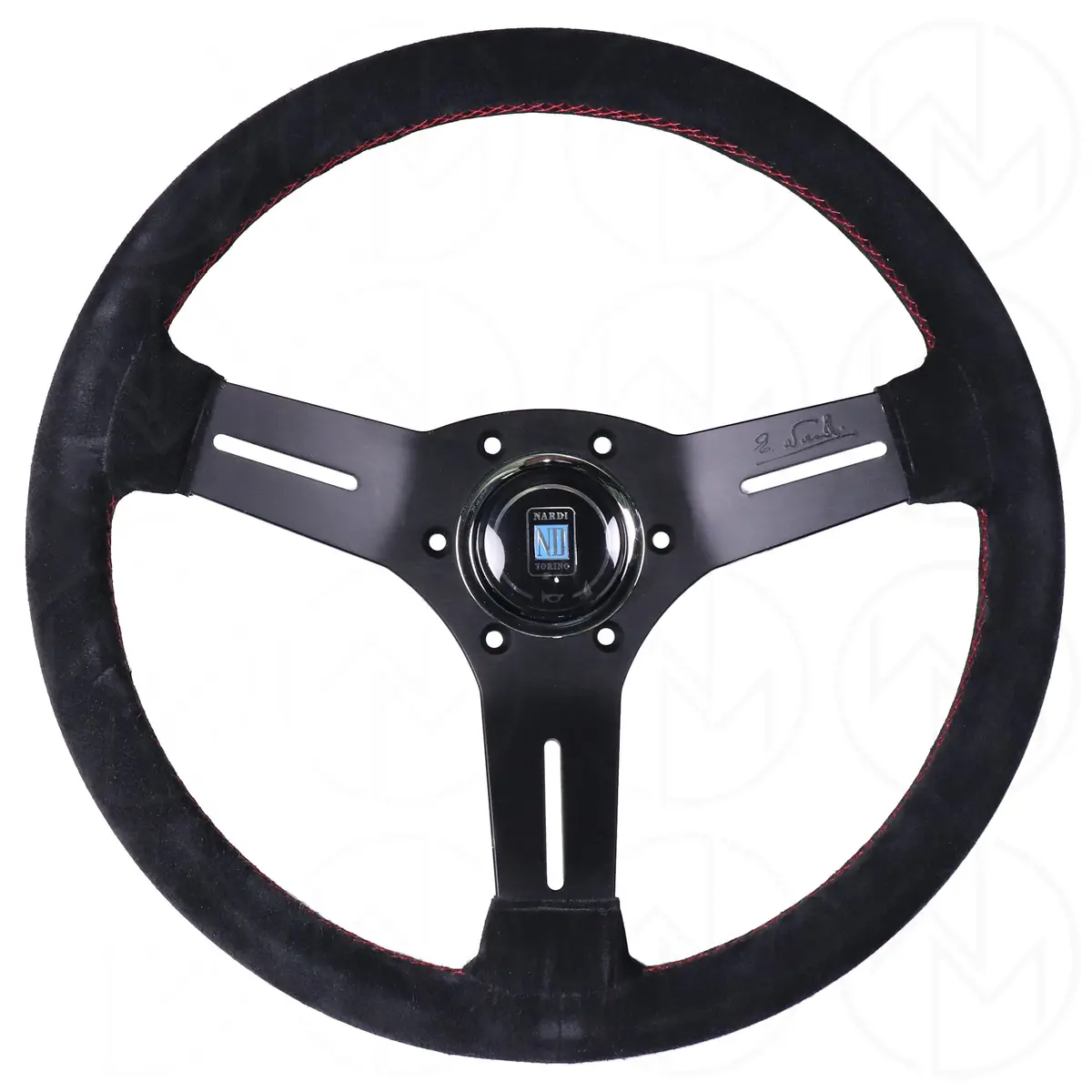Nardi Competition Steering Wheel - 330Mm Suede W/Red Stitch 1