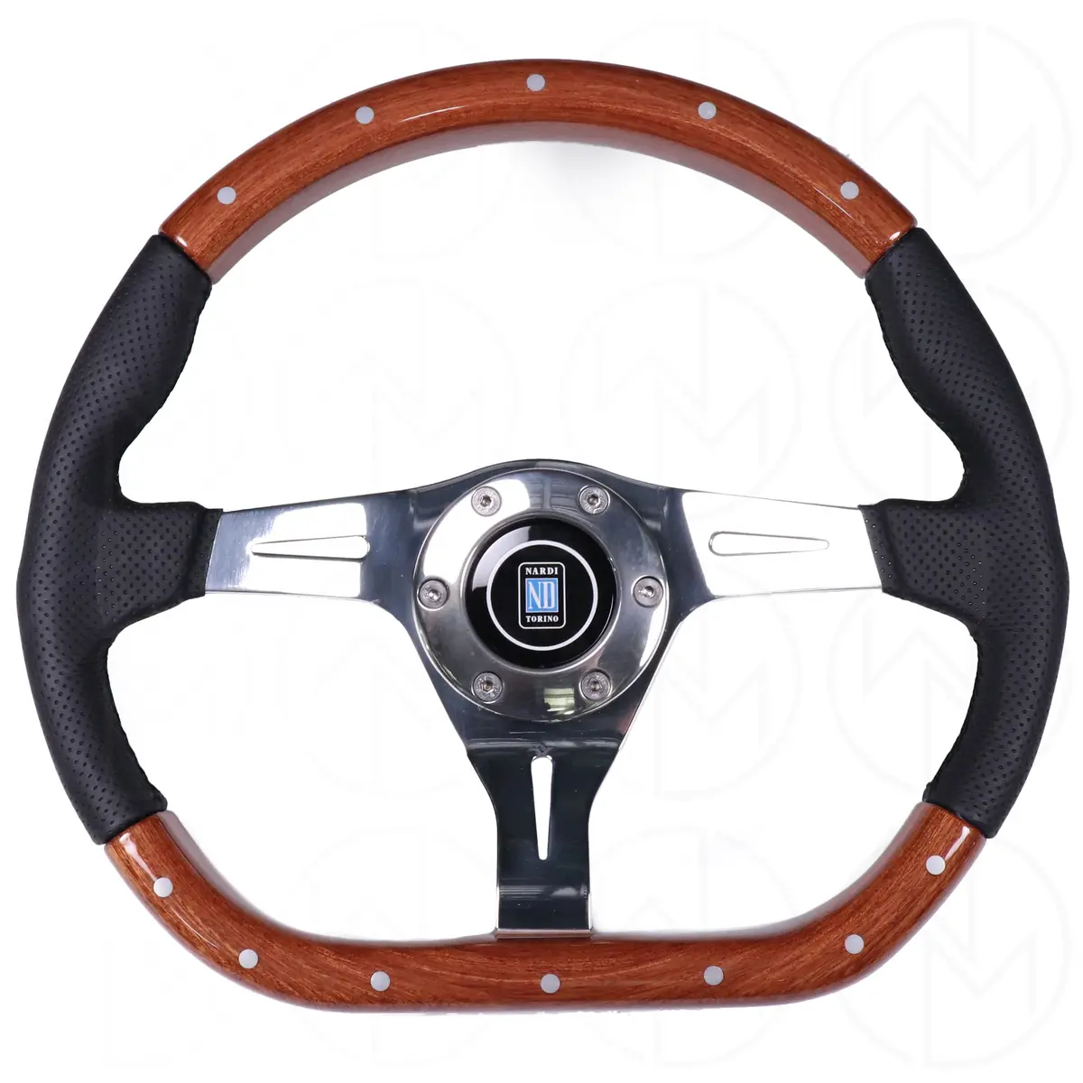 Nardi Kallista Wood Steering Wheel - 350Mm Combo Wood & Leather W/Polished Spokes 1