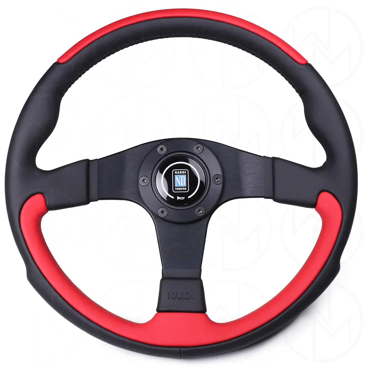 Nardi Leader Steering Wheel - 350Mm Combo Black & Red Leather W/Black Stitch 1
