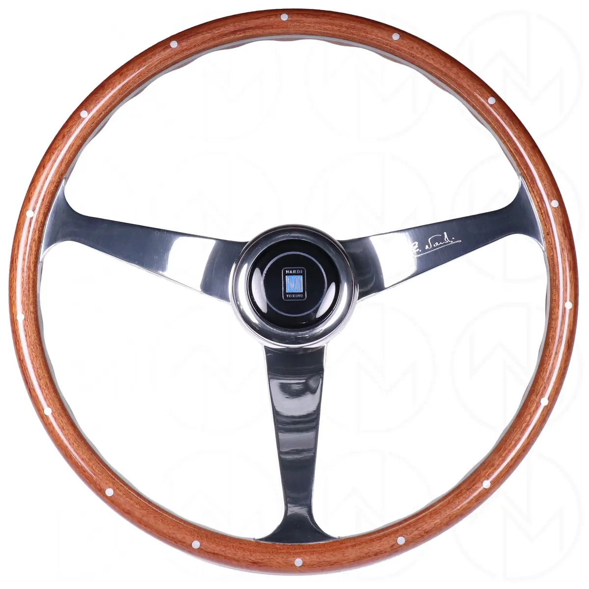 Nardi Classic Anni '50 Wood Steering Wheel - 390Mm Polished Spokes 1