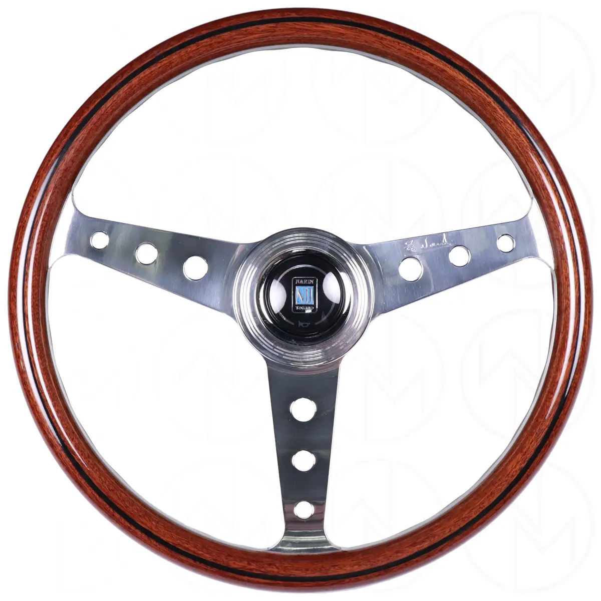 Nardi Classic Wood Steering Wheel - 360Mm Polished Spokes W/Round Holes 1