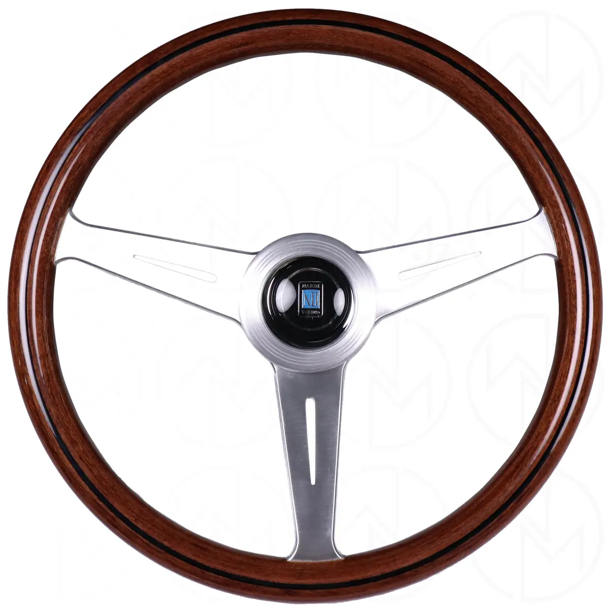 Nardi Classic Wood Steering Wheel - 390Mm Satin Silver Spokes 1