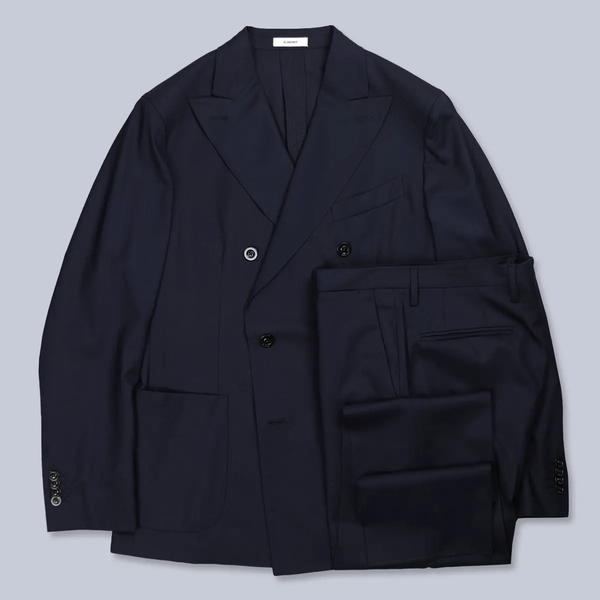 Navy Double-Breasted Lightweight Virgin Wool Suit 1