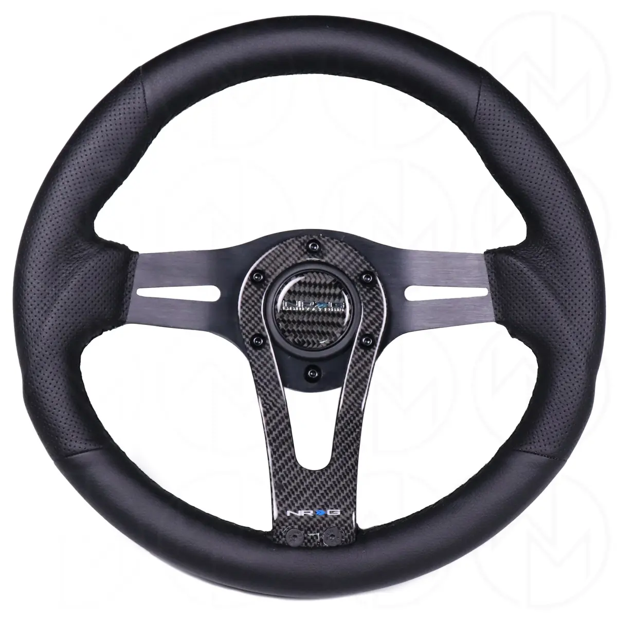 Nrg Race Style Carbon Fiber Steering Wheel - 320Mm Perforated Leather W/Black Stitch 1