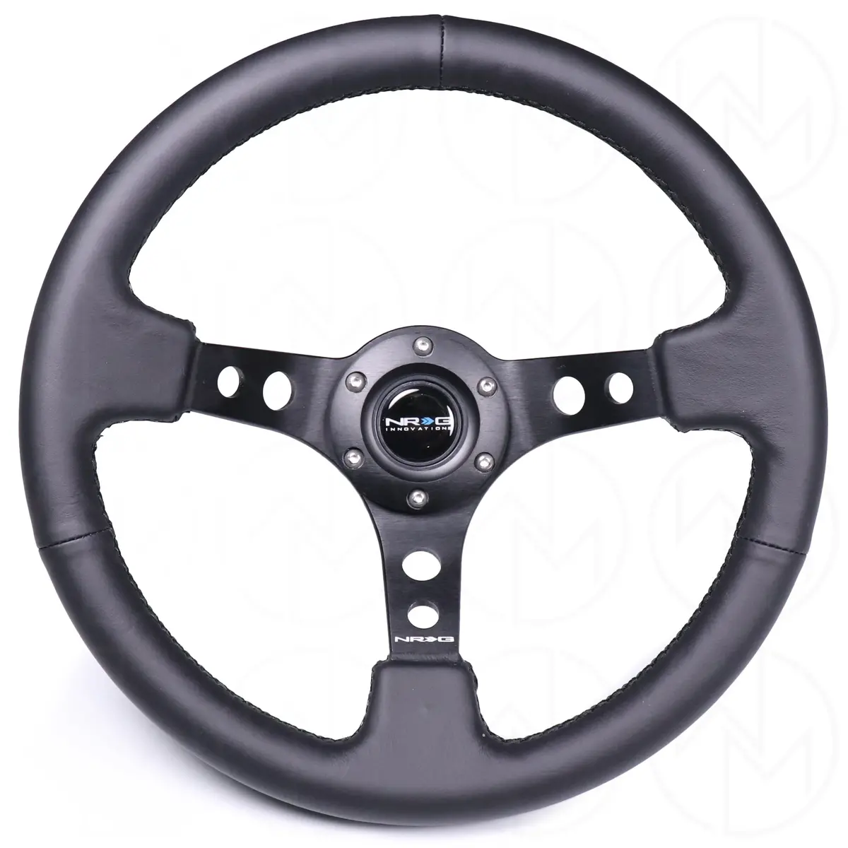 Nrg Sports Steering Wheel - 350Mm Leather W/Spoke Holes & Black Stitch 1