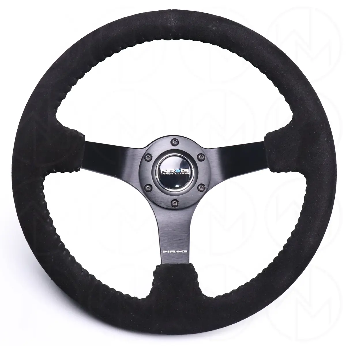 Nrg Sport Steering Wheel - 350Mm Suede W/Solid Spoke & Baseball Black Stitch 1