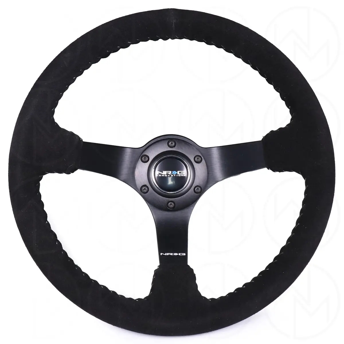 Nrg Sport Steering Wheel - 350Mm Suede W/Solid Spoke & Baseball Silver Stitch 1
