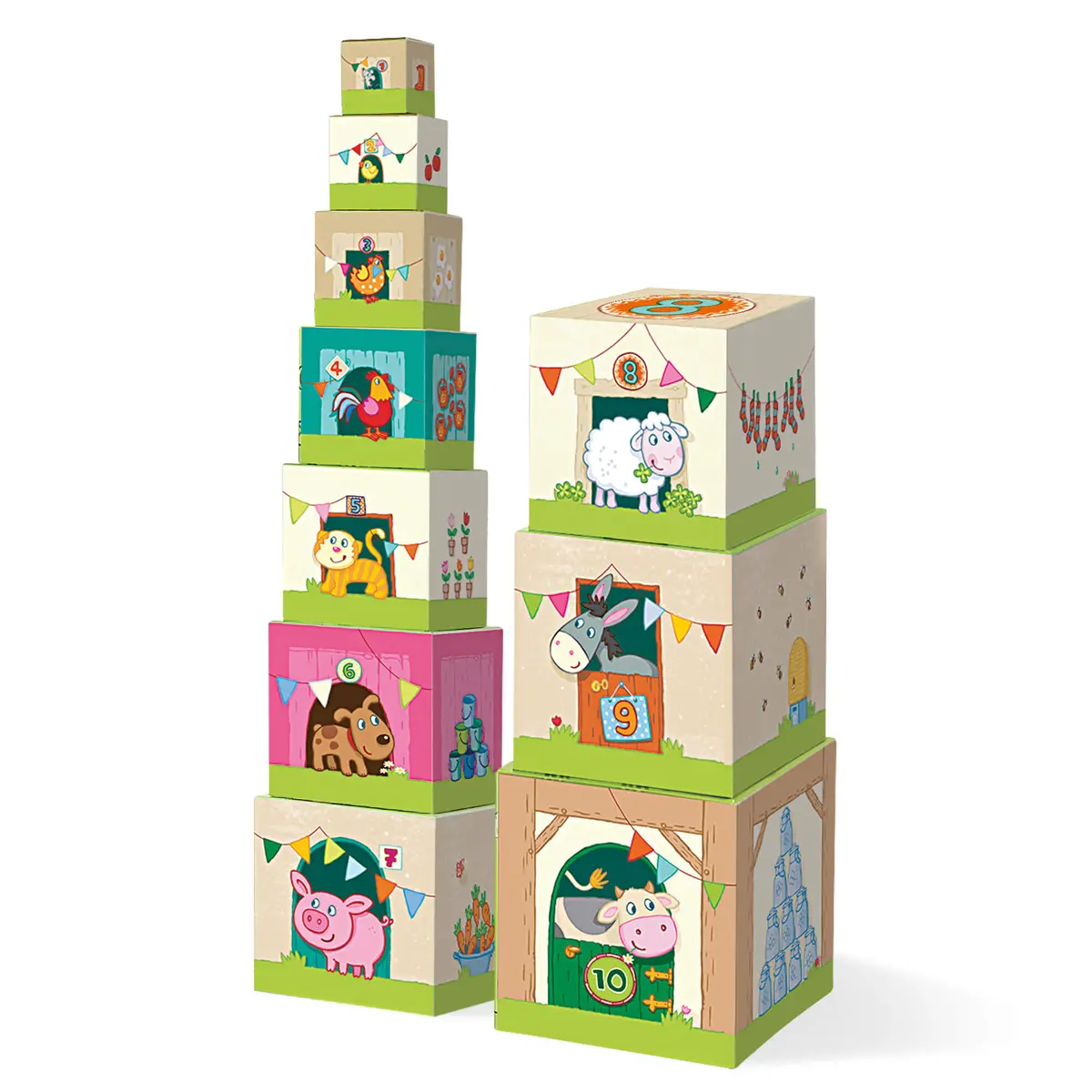On The Farm Cardboard Stacking & Nesting Cubes 1