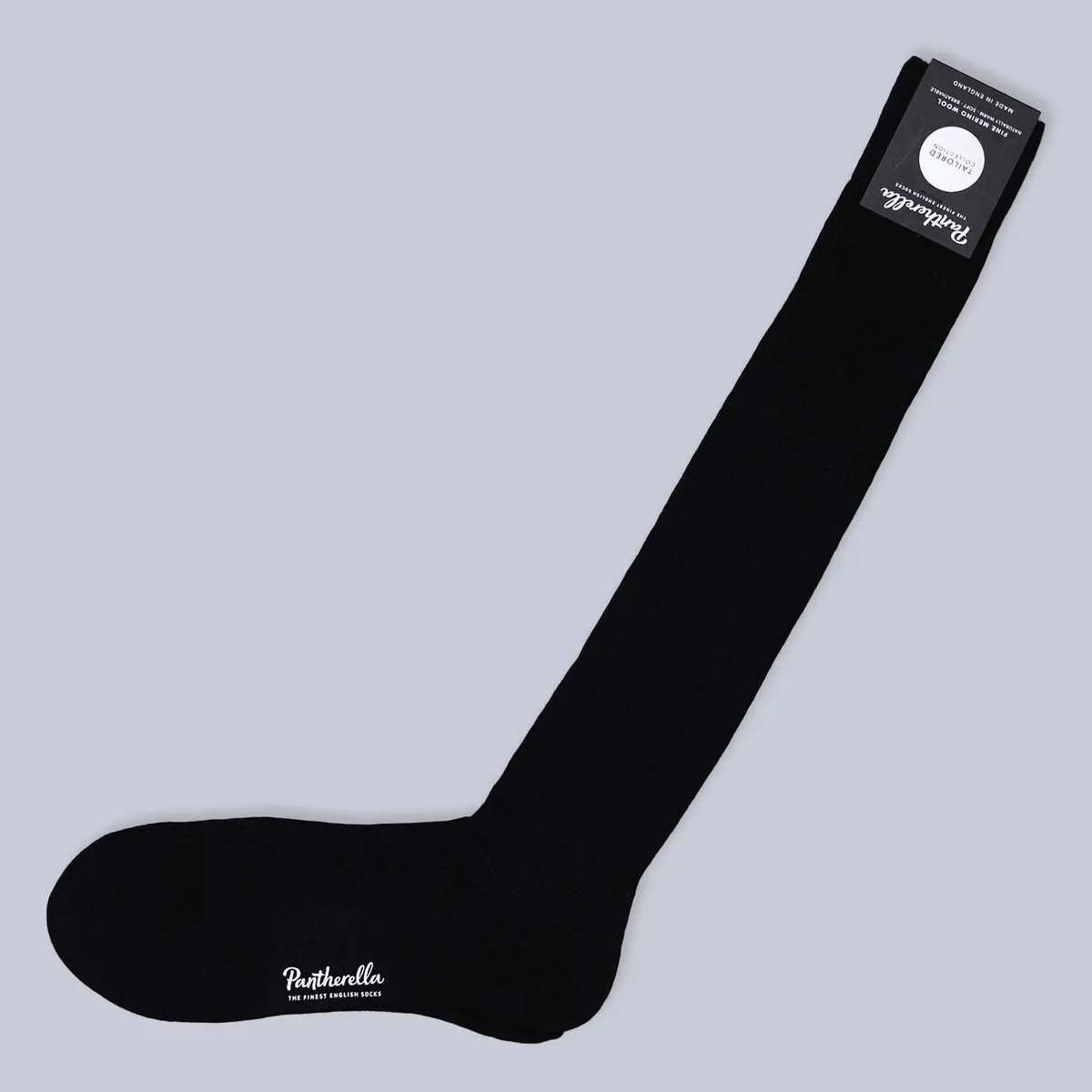 Black Ribbed Merino Wool Over The Calf Socks 1