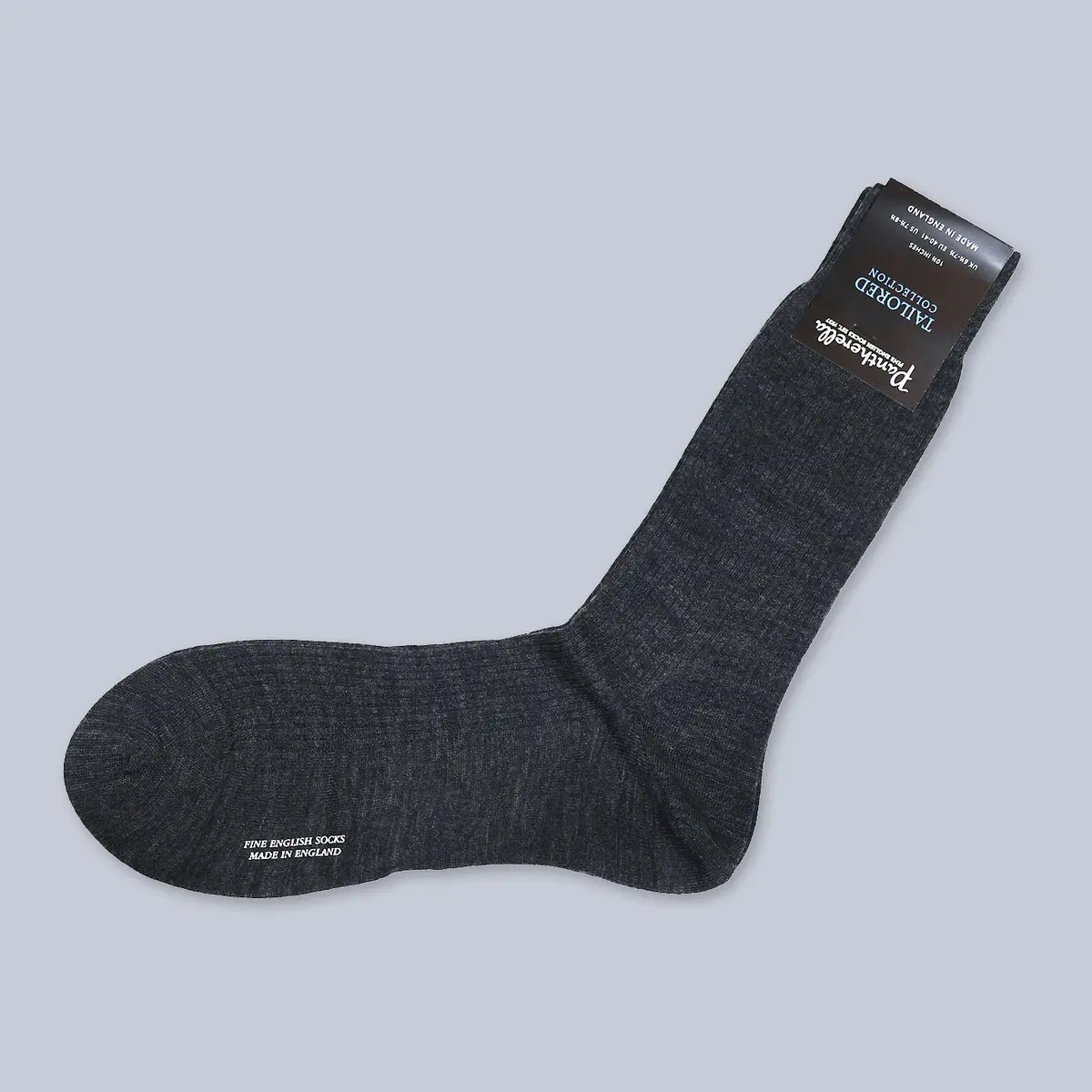 Charcoal Ribbed Merino Wool Ankle Length Socks 1