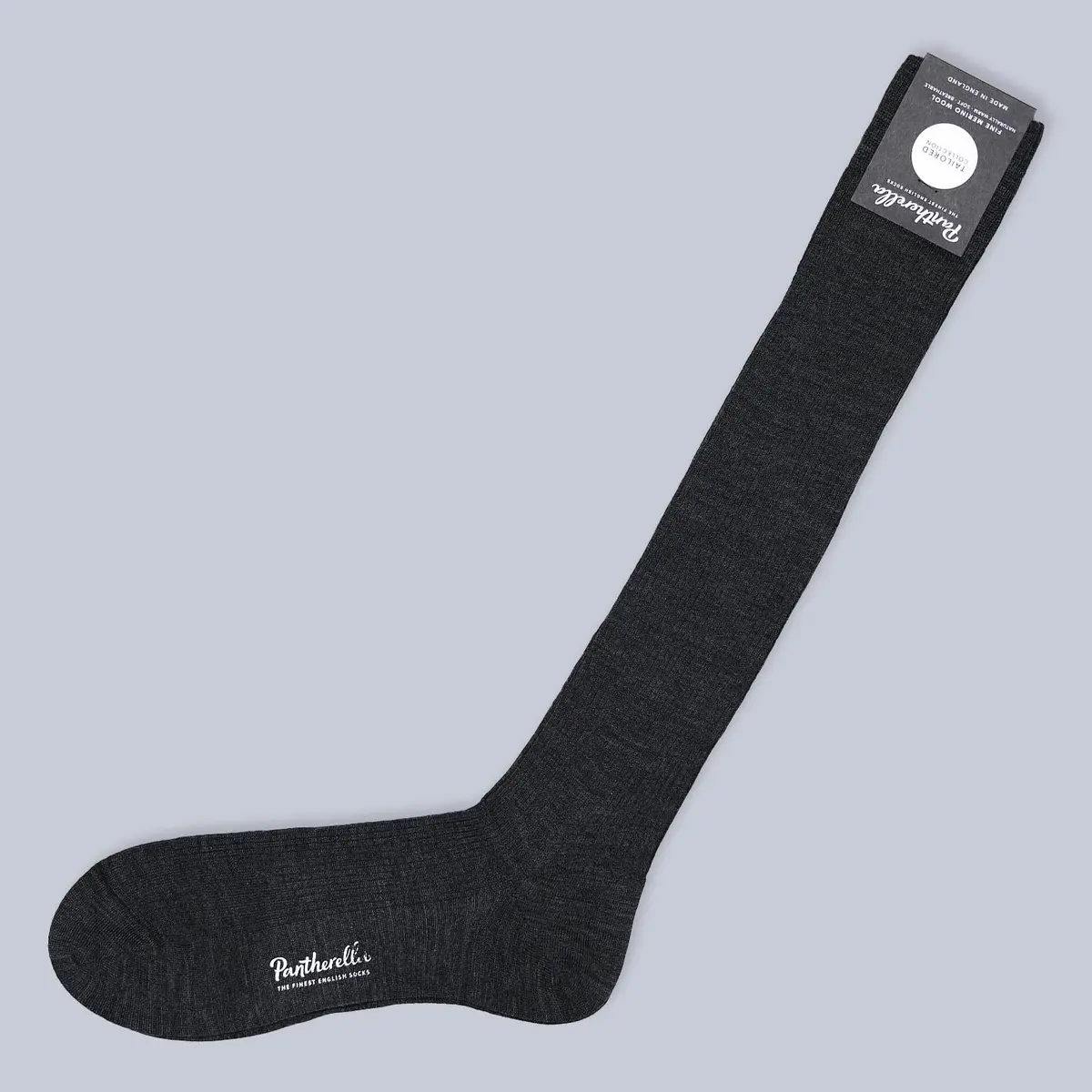 Charcoal Ribbed Merino Wool Over The Calf Socks 1