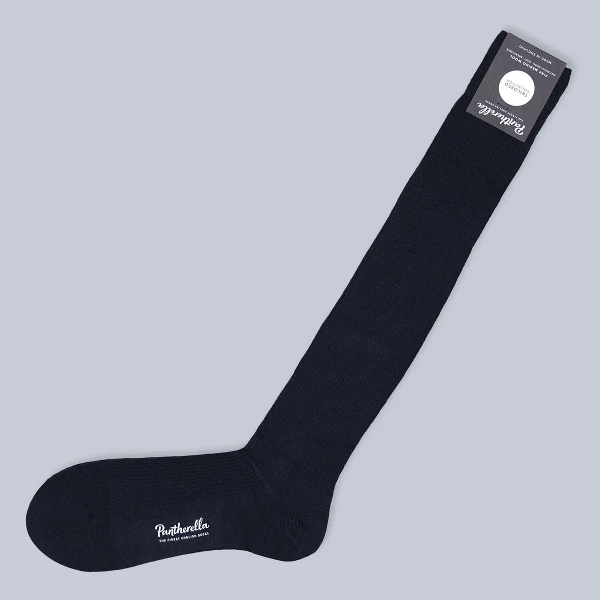 Navy Ribbed Merino Wool Over The Calf Socks 1