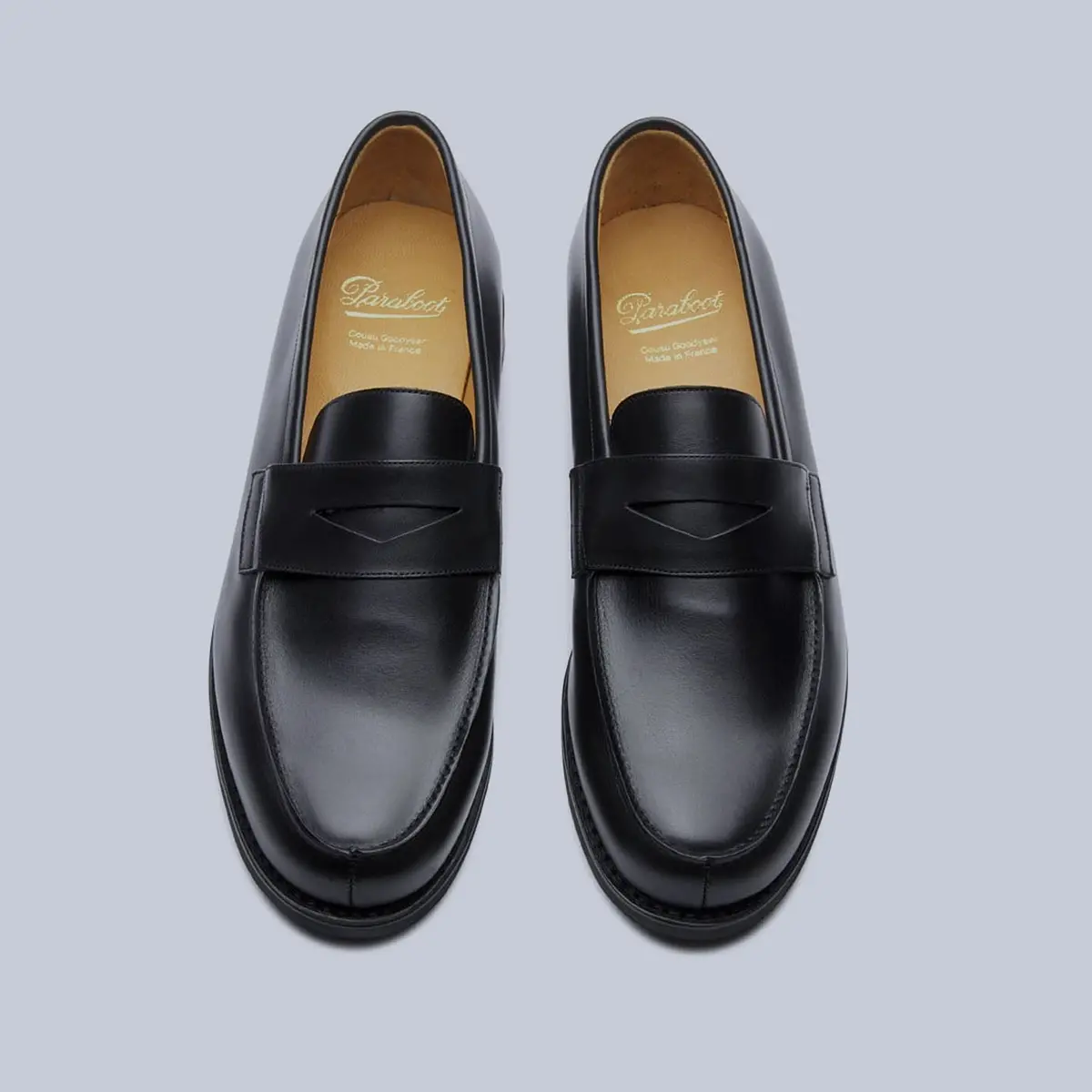 Black Leather Rubber Sole Adonis Loafers 1