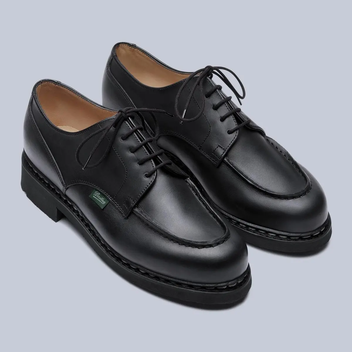 Black Leather Chambord Derby Shoes 1