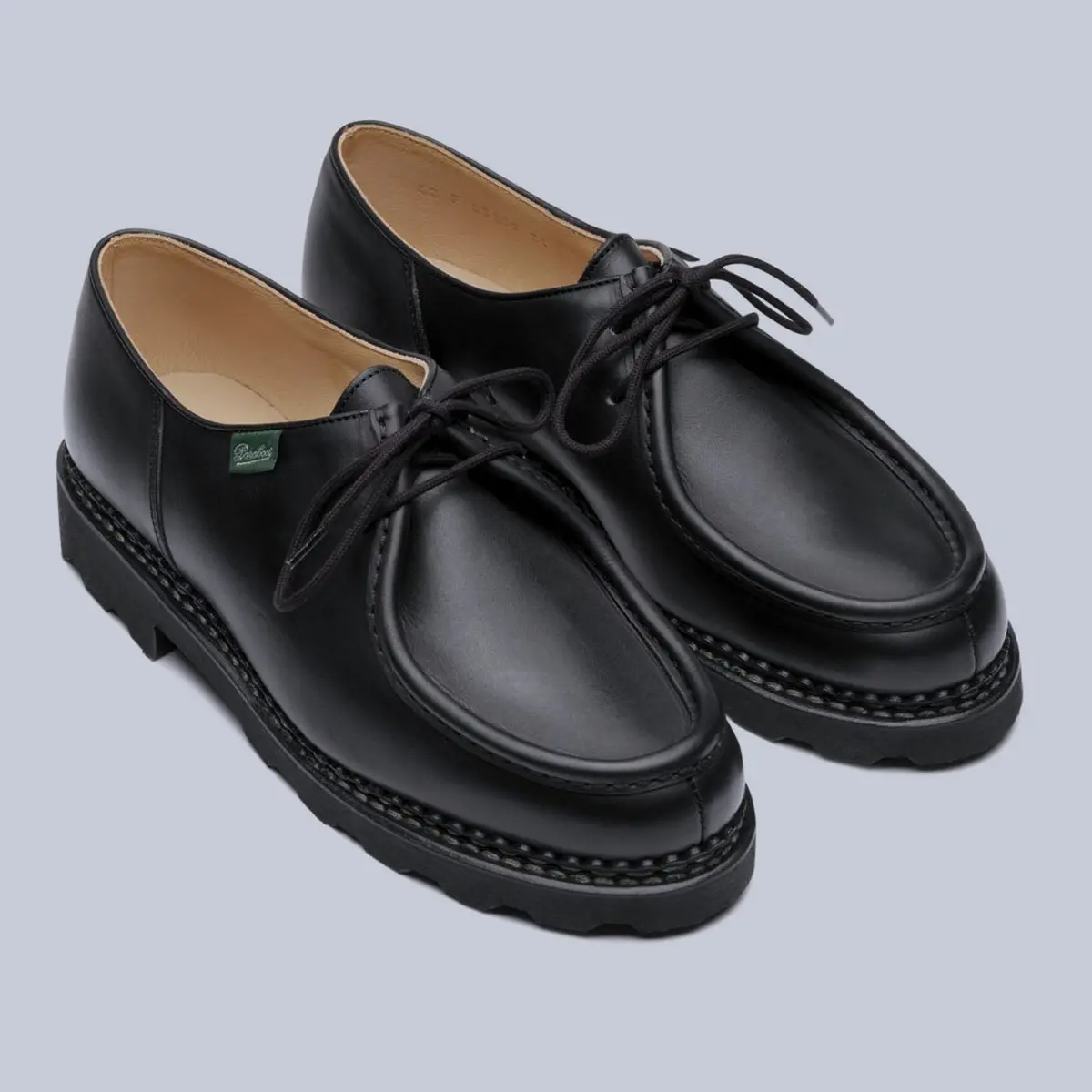 Black Leather Michael Derby Shoes 1