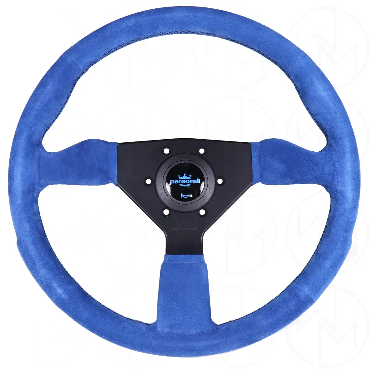 Personal Grinta Steering Wheel - 350Mm Blue Suede W/Black Stitch 1
