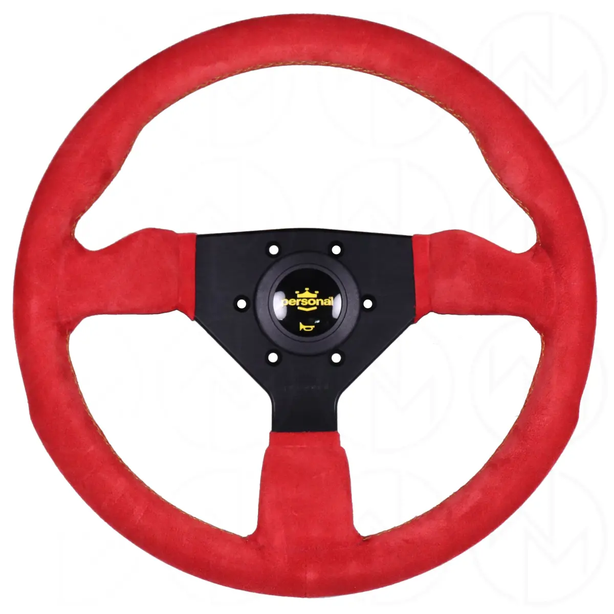 Personal Grinta Steering Wheel - 330Mm Red Suede W/Yellow Stitch 1