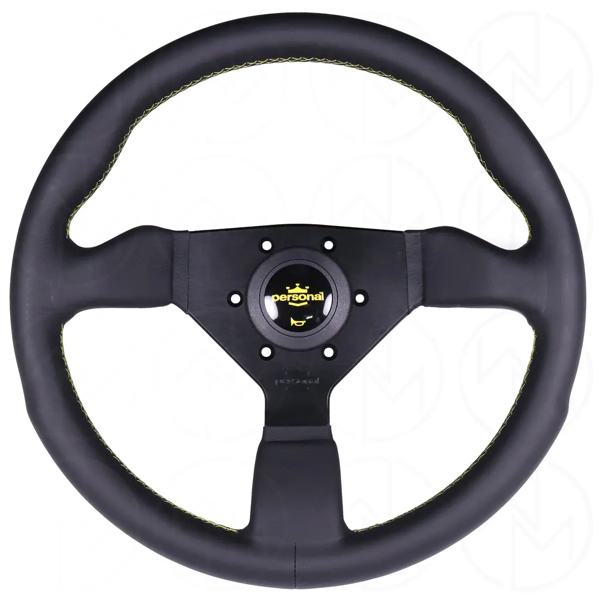 Personal Grinta Steering Wheel - 350Mm Leather W/Yellow Stitch 1