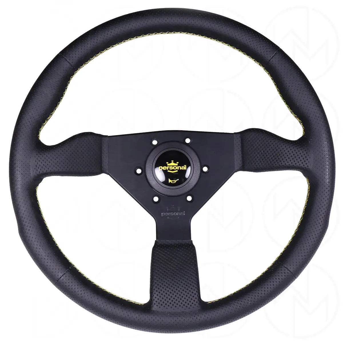 Personal Grinta Steering Wheel - 350Mm Perforated Leather W/Yellow Stitch 1
