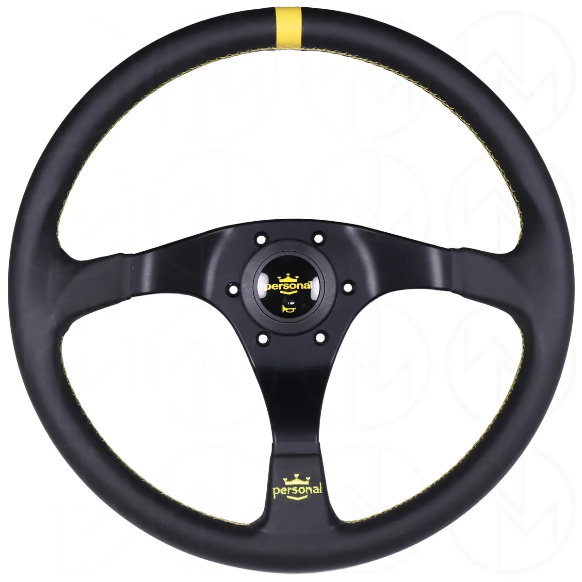 Personal Trophy Steering Wheel - 350Mm Leather W/Yellow Stitch 1
