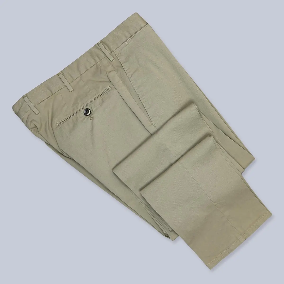 Beige Washed Summer Cotton Slim Fit Trousers 1