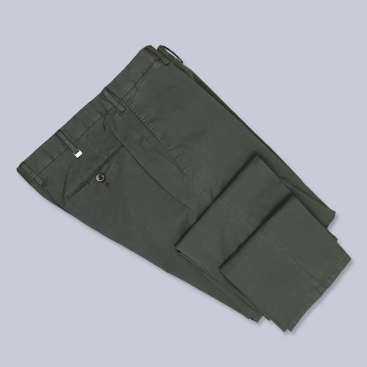 Dark Green Summer Cotton Slim Fit Trousers 1