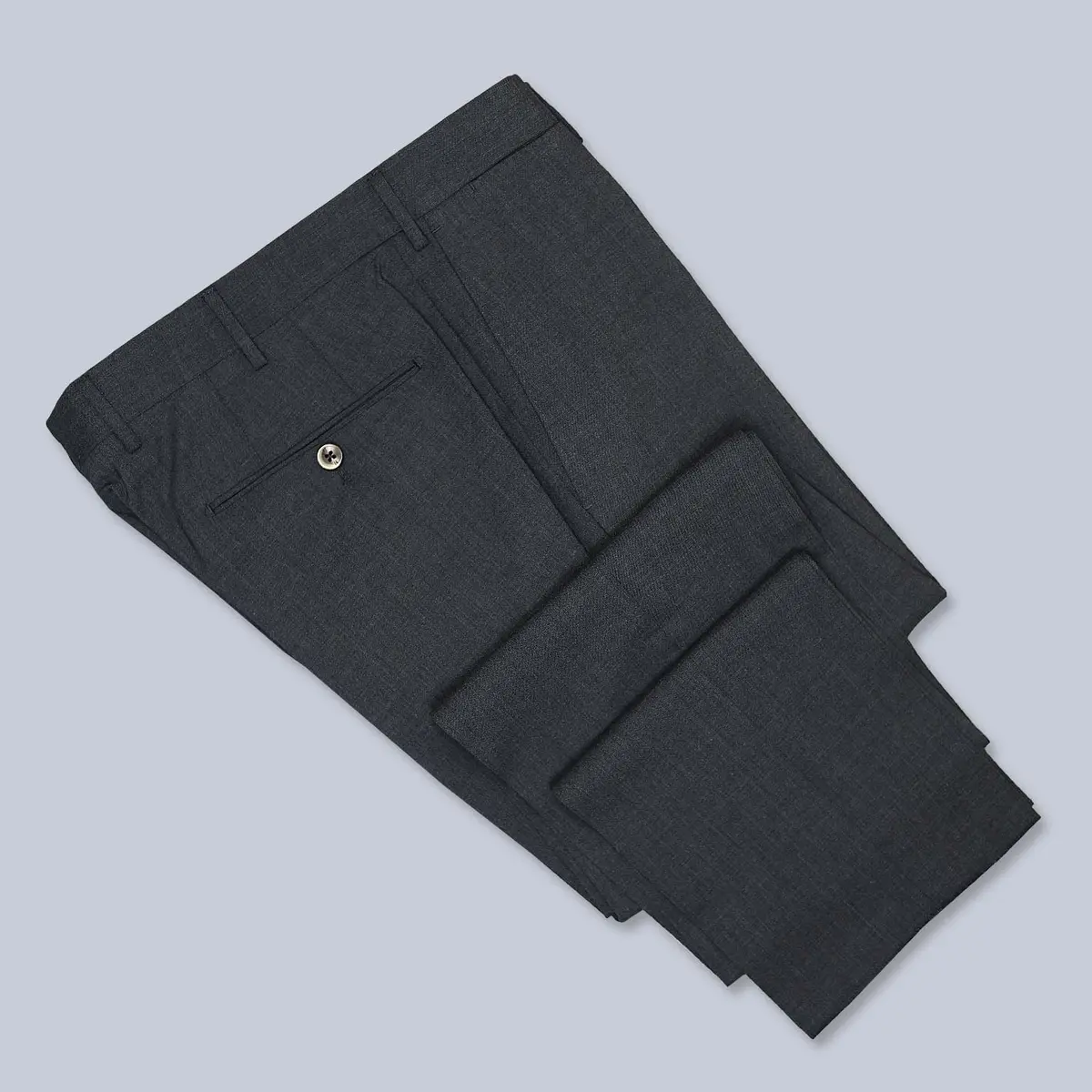 Dark Grey Tropical Wool Slim Fit Trousers 1