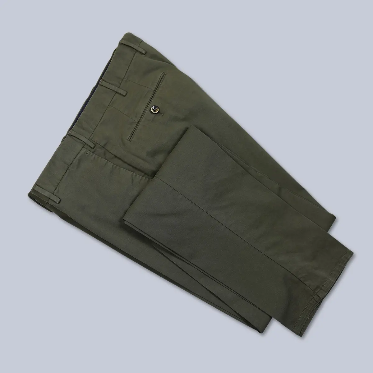 Green Cotton Slim Fit Trousers 1