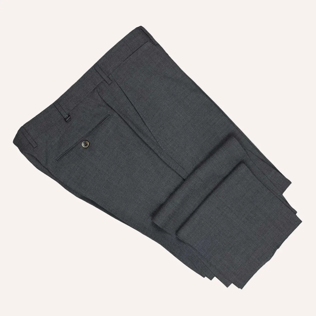 Grey Tropical Wool Slim Fit Trousers 1