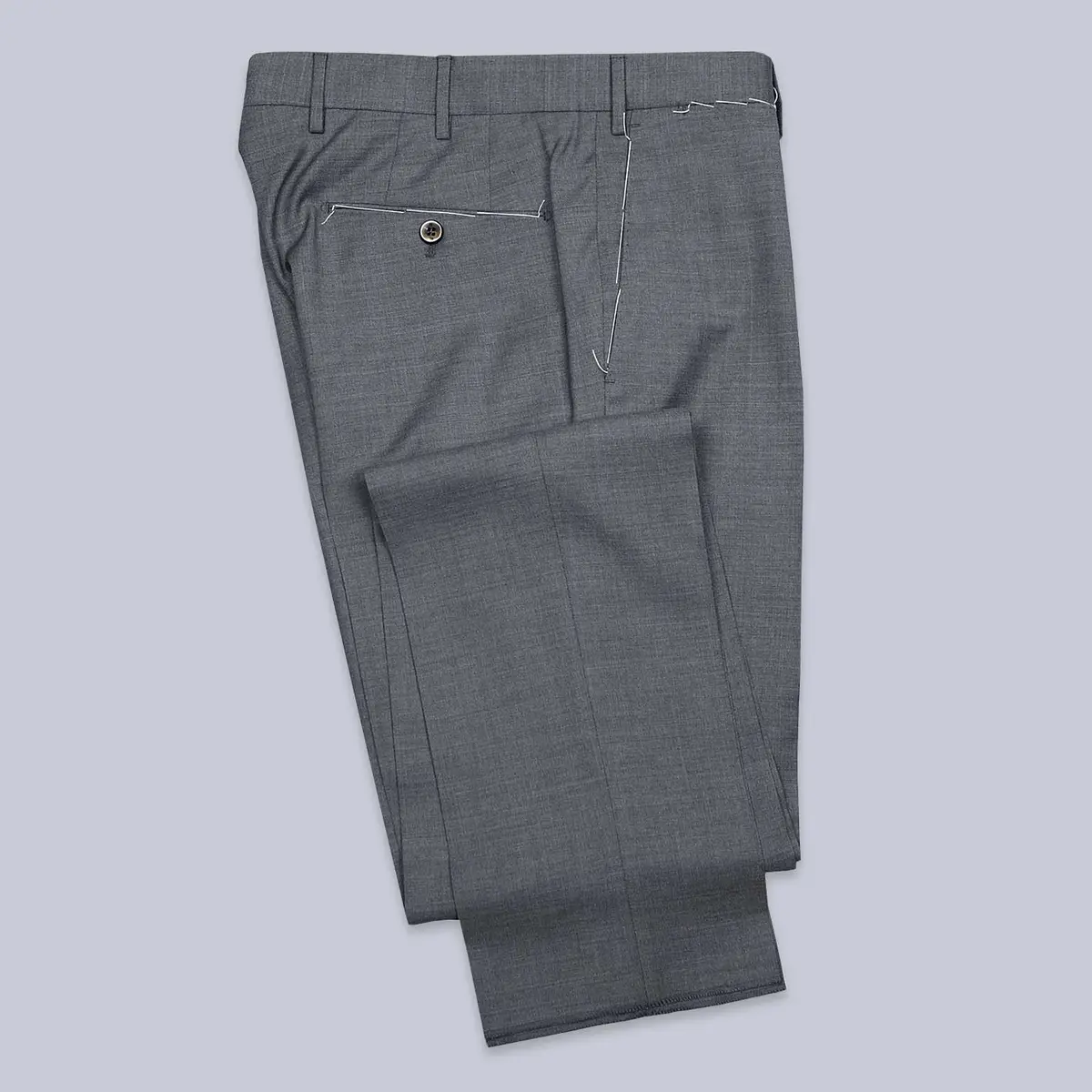 Grey Virgin Wool Slim Fit Trousers 1