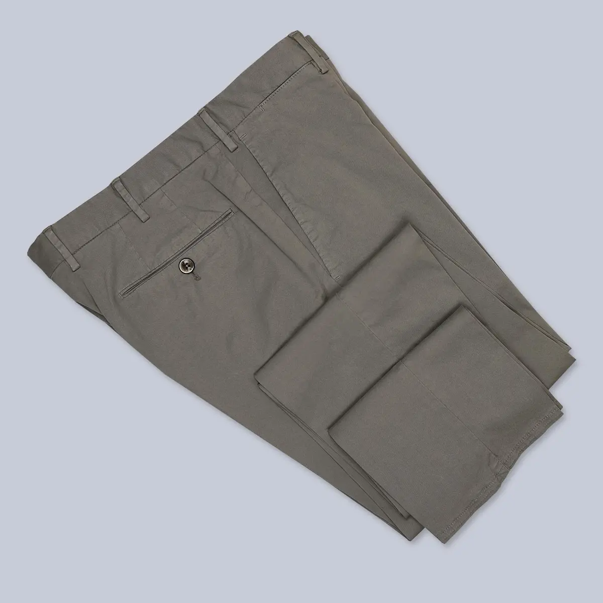 Light Brown Washed Cotton Slim Fit Trousers 1