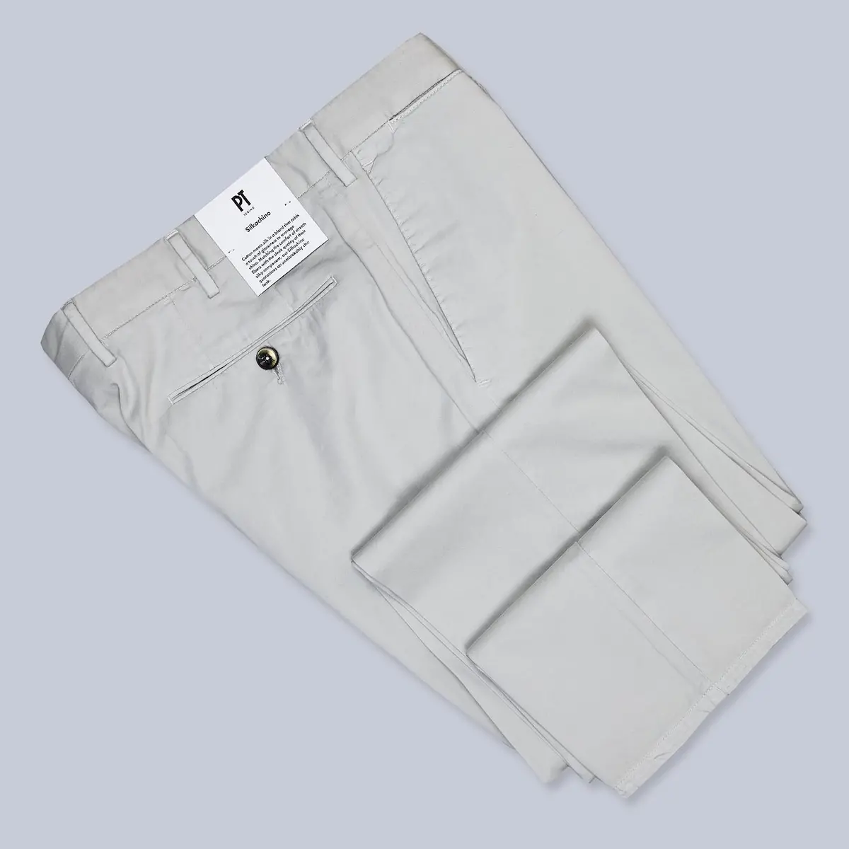 Sand Cotton Silk Slim Fit Trousers 1