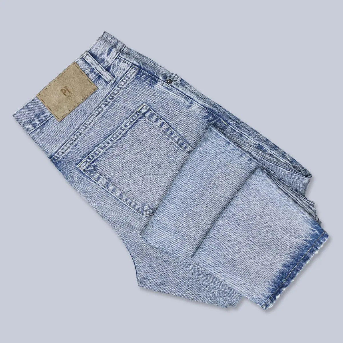 Washed Light Blue 13 Oz Denim Regular Fit Trousers 1