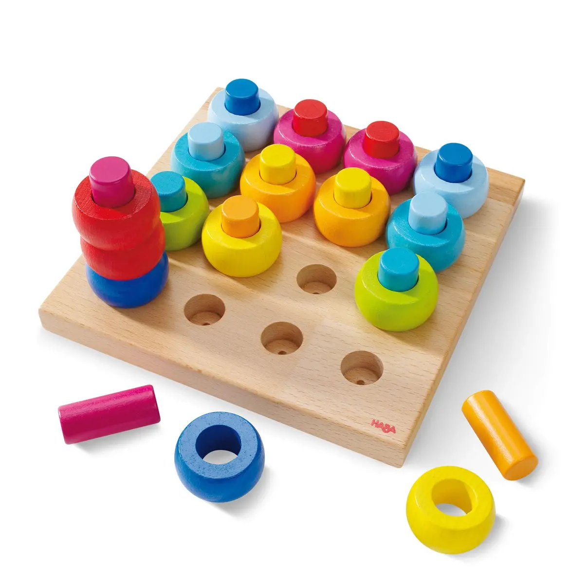 Rainbow Whirls Wooden Sorting And Stacking Game 1