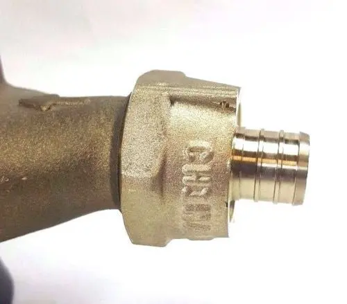 3/4" Water Meter Coupling, Lead Free Brass, Swivel Nut X 3/4" Pex  Tubing Barb 1