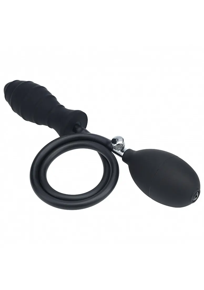 Levelz - Ribbed Inflatable Silicone Anal Plug - Black 1