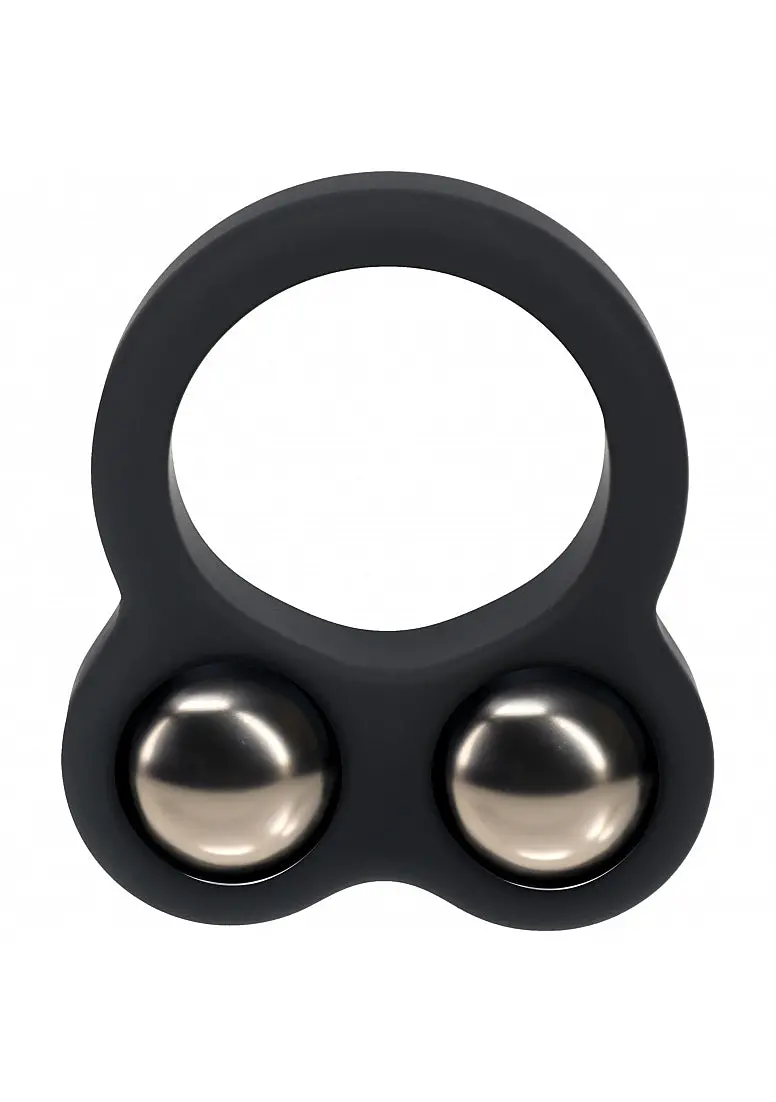 Levelz - Liquid Silicone Double Weighted Ball Cock Ring - Black 1