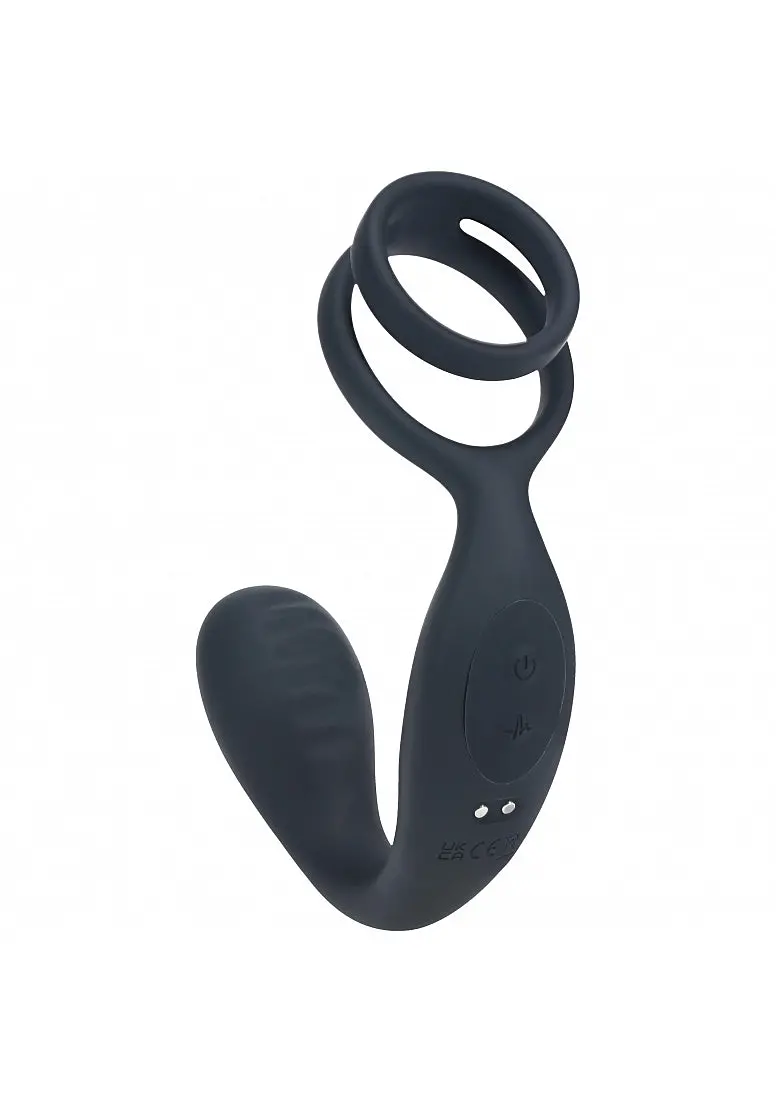 Levelz - Vibrating Silicone Prostate Stimulator With Cock & Ball Ring - Black 1