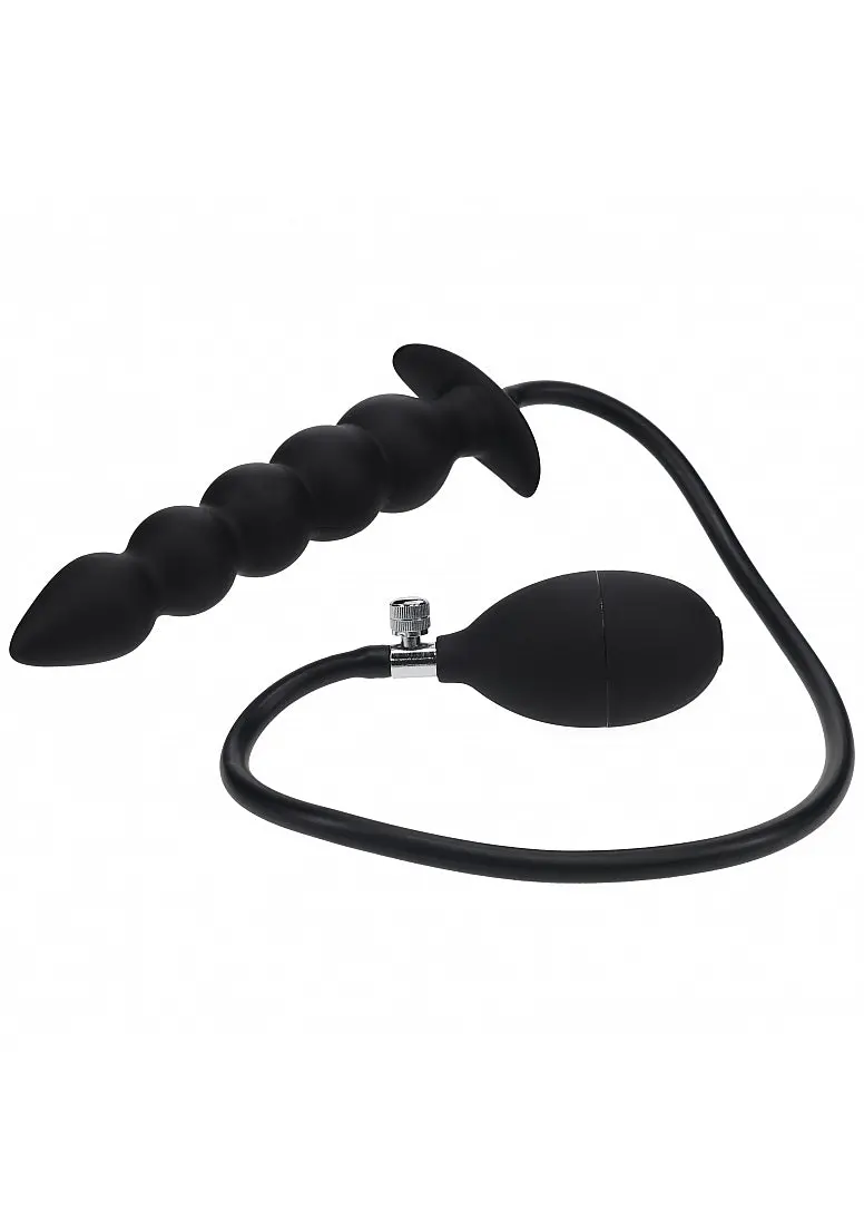 Levelz - Beaded Inflatable Silicone Anal Plug - Black 1