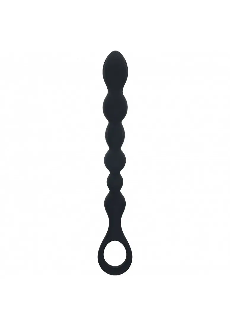 Levelz - Beaded Snake Silicone Anal Probe With Loop - Black 1