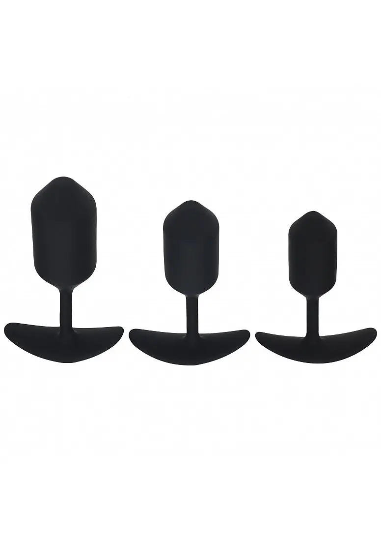 Levelz - Silicone Weighted Anal Plug Training Kit - Set Of 3 - Black 1