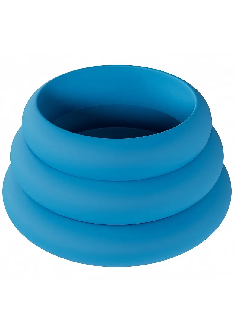Levelz - Wide O Silicone Cock Ring Set Of 3 (42Mm, 50Mm, 55Mm) - Teal 1