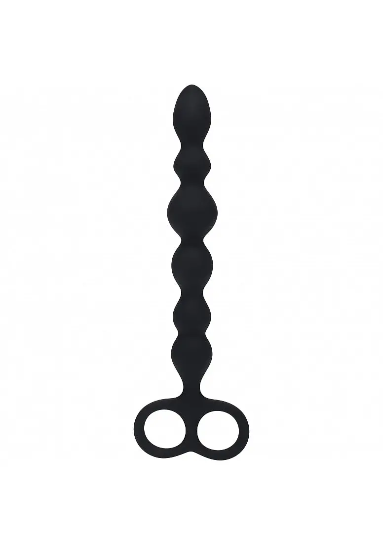 Levelz - Beaded Silicone Anal Probe With Double Loop - Black 1