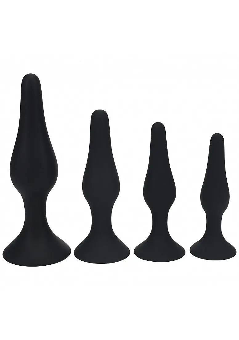 Levelz - Slim Silicone Anal Plug Kit Of 4 (S,M,L,Xl) - Black 1