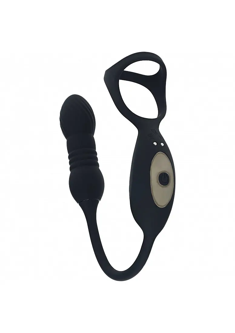 Levelz - Vibrating & Thrusting Silicone Tri O Cock Ring With Prostate Stimulator - Black 1