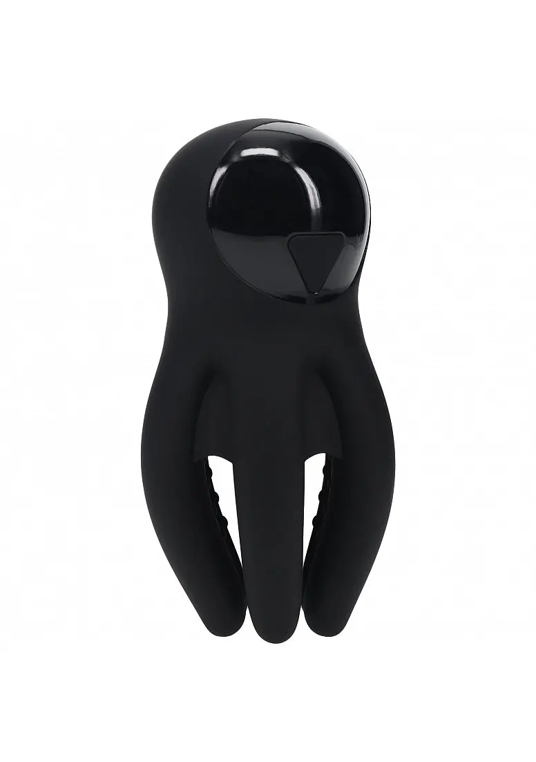 Levelz - Digital Vibrating Silicone Penis Head Stimulator With Tentacles - Black 1