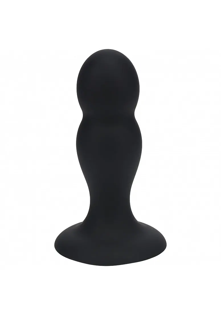 Levelz - Double Rattle Liquid Silicone Anal Plug - Medium - Black 1