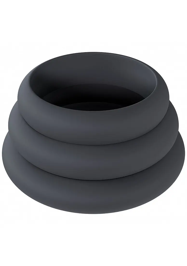 Levelz - Wide O Silicone Cock Ring Set Of 3 (30Mm, 35Mm, 42Mm) - Black 1
