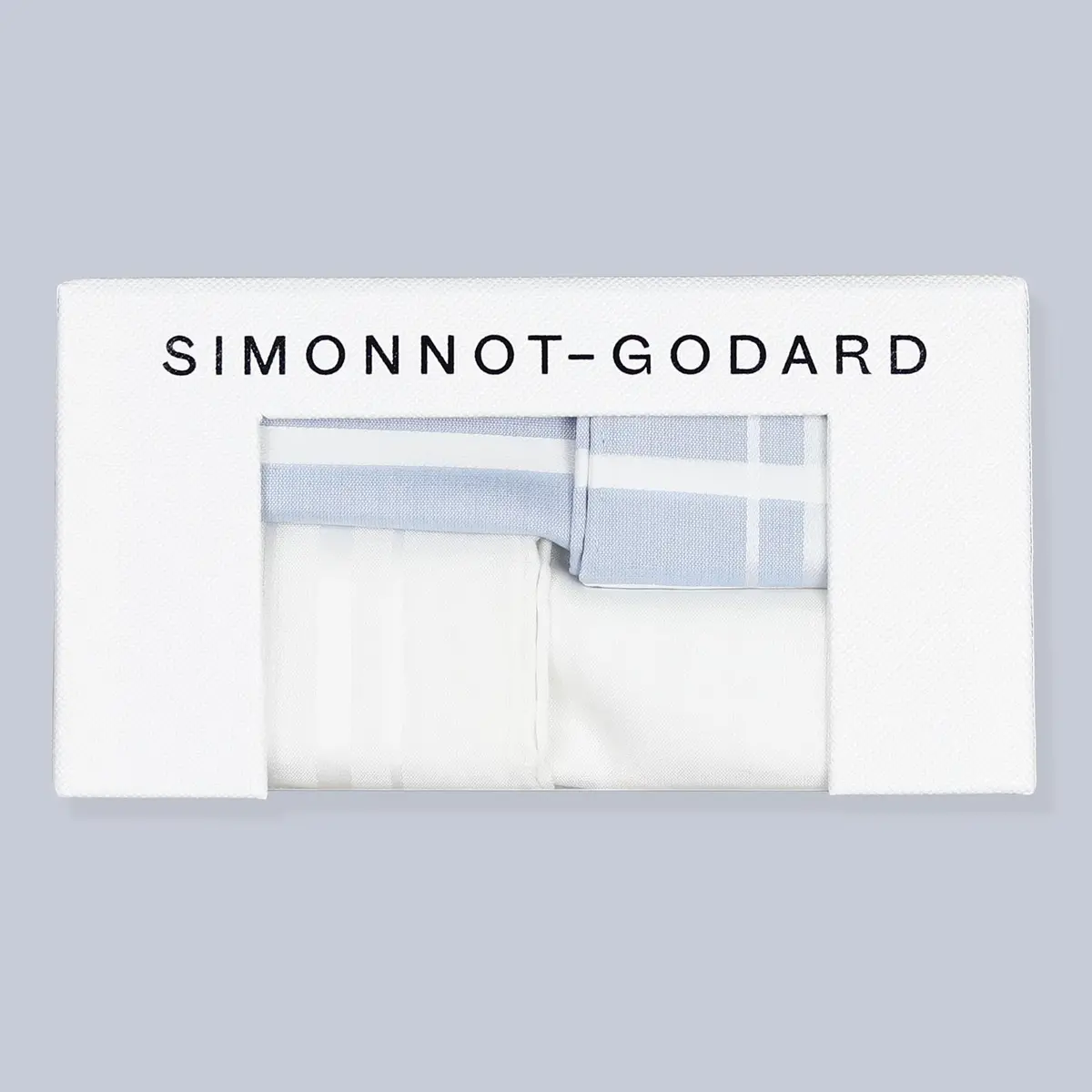 2 Set Gift Box Light Blue And White Cotton Pocket Square 1